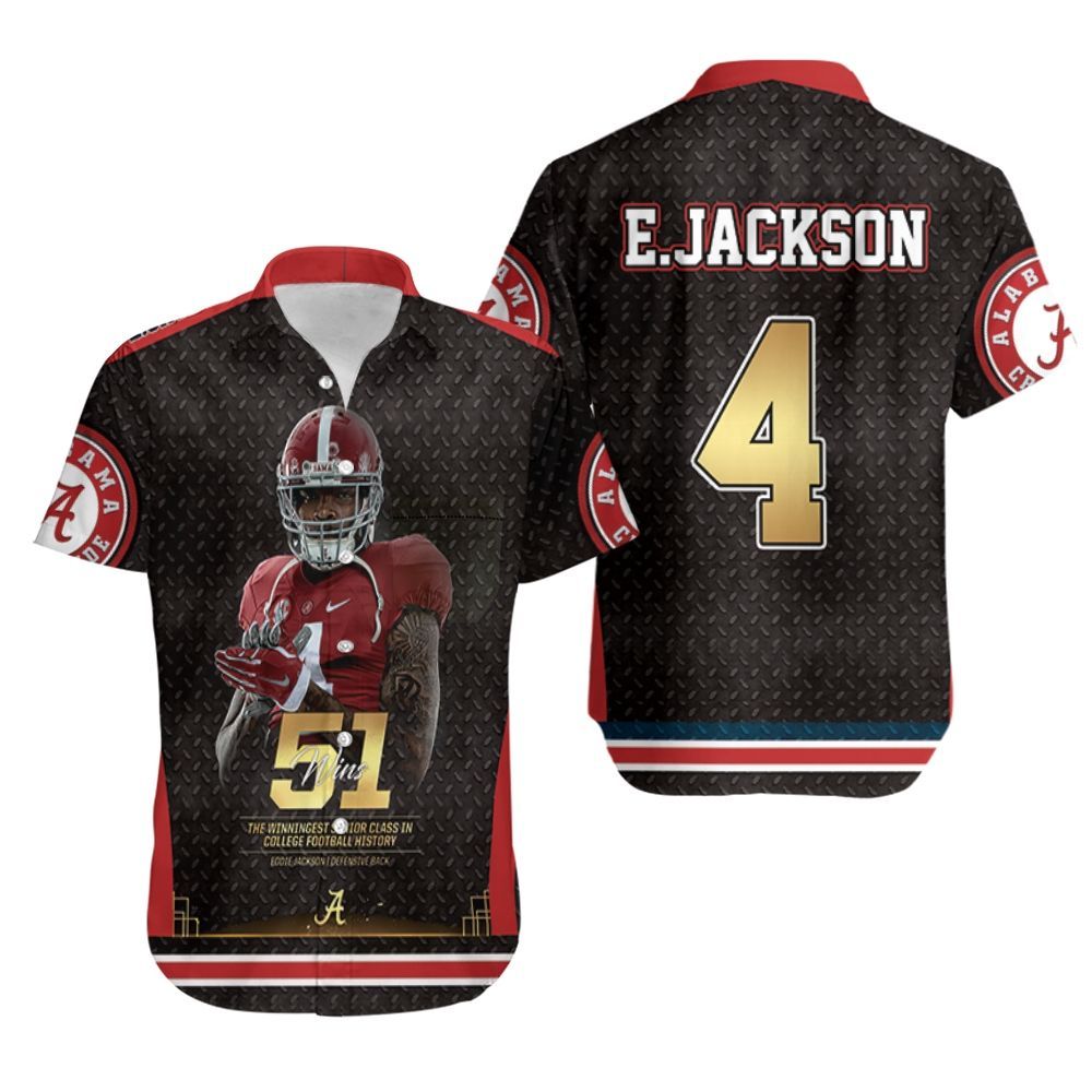 4 Alabama Crimson Tide Eddie Jackson 51 Wins Hawaiian Shirt