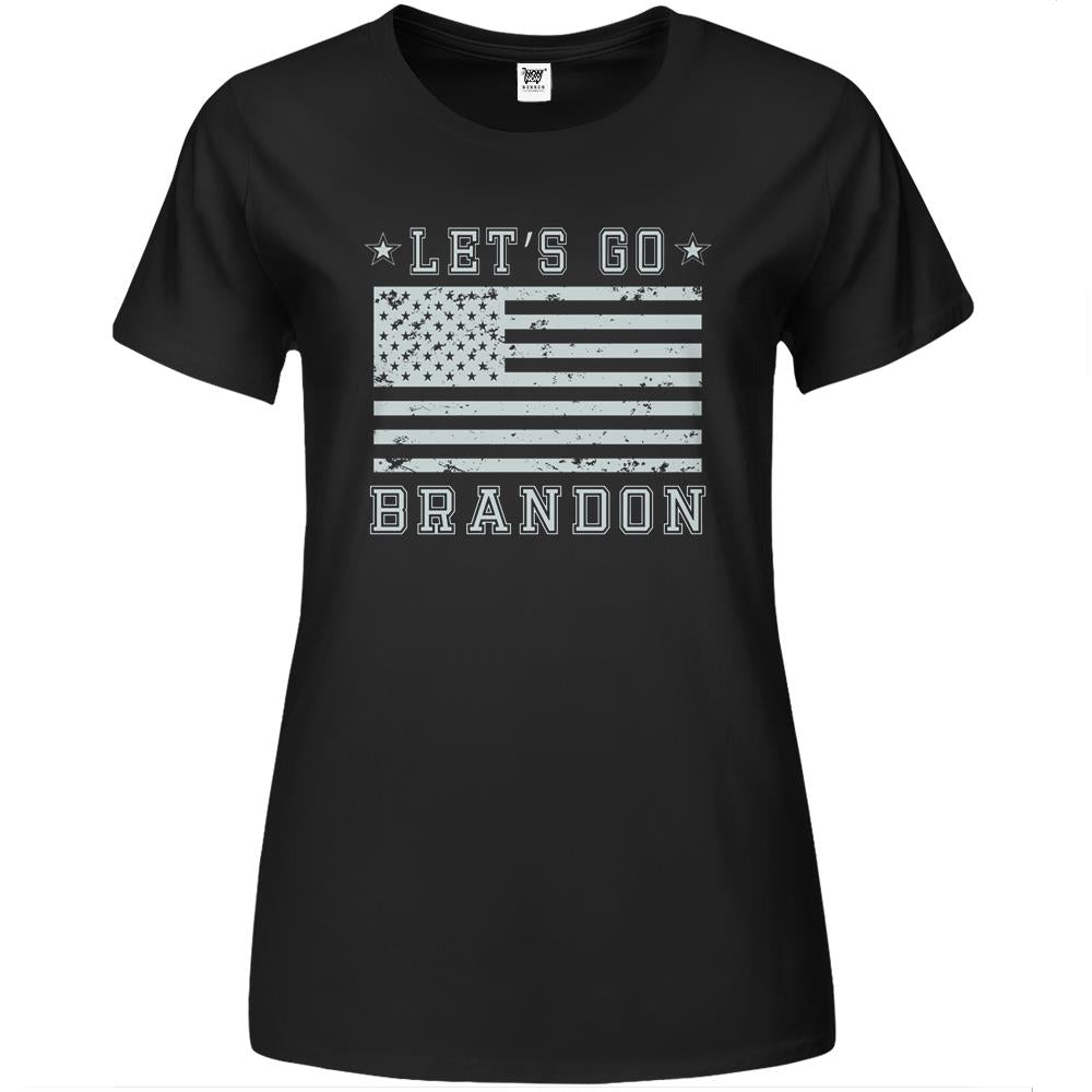 Lets Go Brandon Chant Blackout American Flag Premium Womens T Shirts