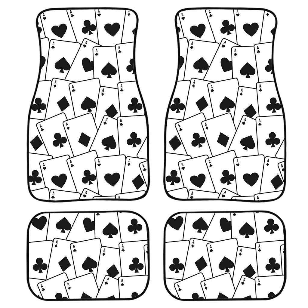 Ace Playing Cards Pattern Print Front And Back Car Floor Mats, Front Car Mat