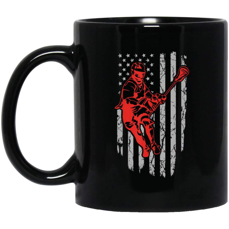 Vintage American Flag Lacrosse Youth Apparel, Boys Men Usa _2571 Coffee Mug