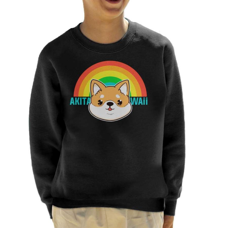 Akitawaii Hawaii Akita Rainbow Kid’s Sweatshirt