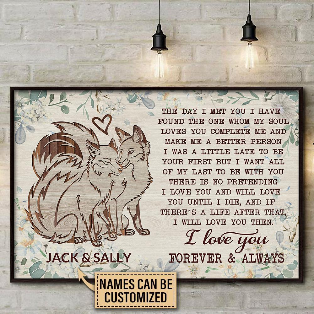 Aeticon Gifts Personalized Fox Floral The Day I Met You Canvas Mom Dad Gift Home Decor