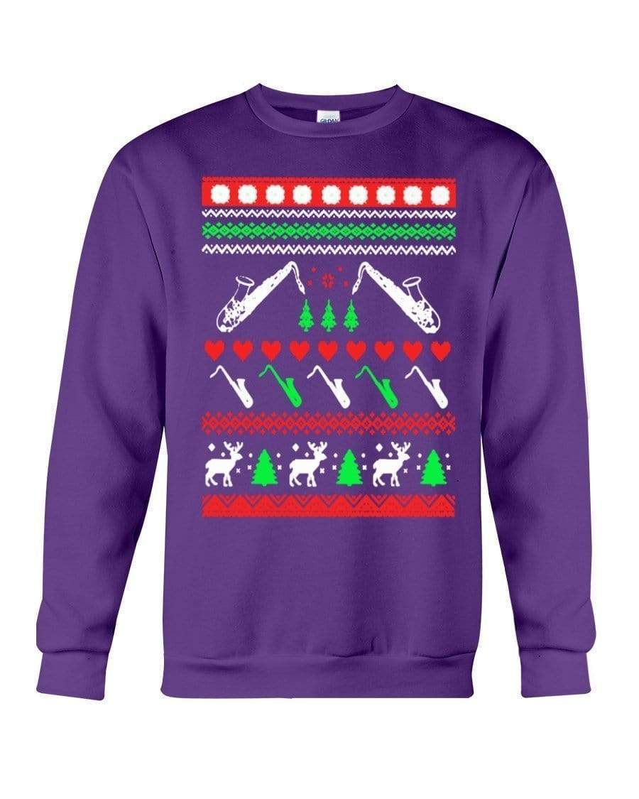Xmas Saxophone Crewneck Sweatshirt- Unisex – Sizes Small To 5Xl Ugly Christmas Sweater 2023