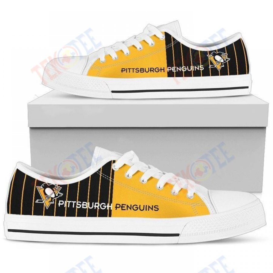 Mens Womens Simple Design Vertical Stripes Pittsburgh Penguins Low Top Shoes Custom Print Footwear Converse Sneakers TMT182