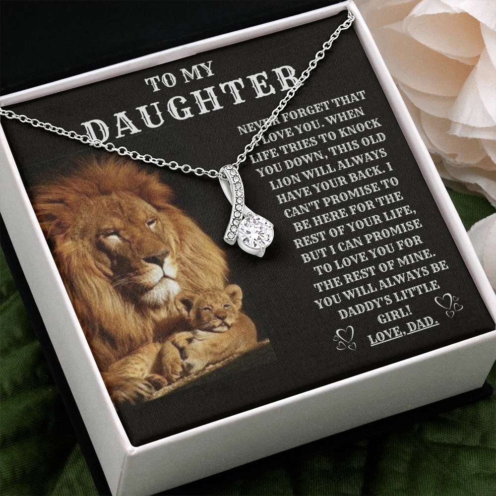 To My Daughter From Dad – Lion Daughter Necklace, Gifts For My Daughter, To My Daughter Lion, Lion Card Necklace – To Daughter Birthday Gift – To Daughter Alluring Beauty Necklace Gift  – Gift For Daughter From Dad – Daughter Jewelry