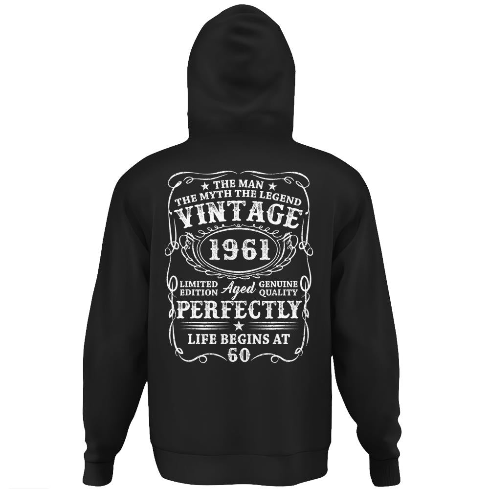 Mens 60 Years Old Gift Vintage 1961 Man Myth Legend 60Th Birthday Hoodie Print On Back