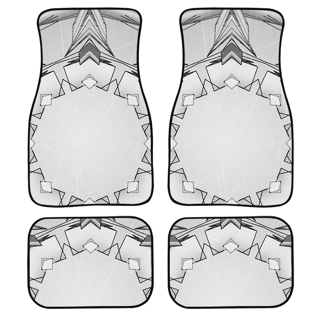 White Kaleidoscope Print Front And Back Car Floor Mats, Front Car Mat