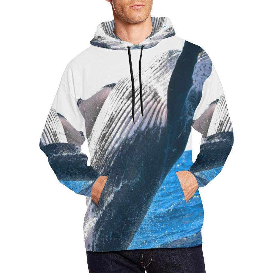 Big Whale Jumping at Sea Hoodie