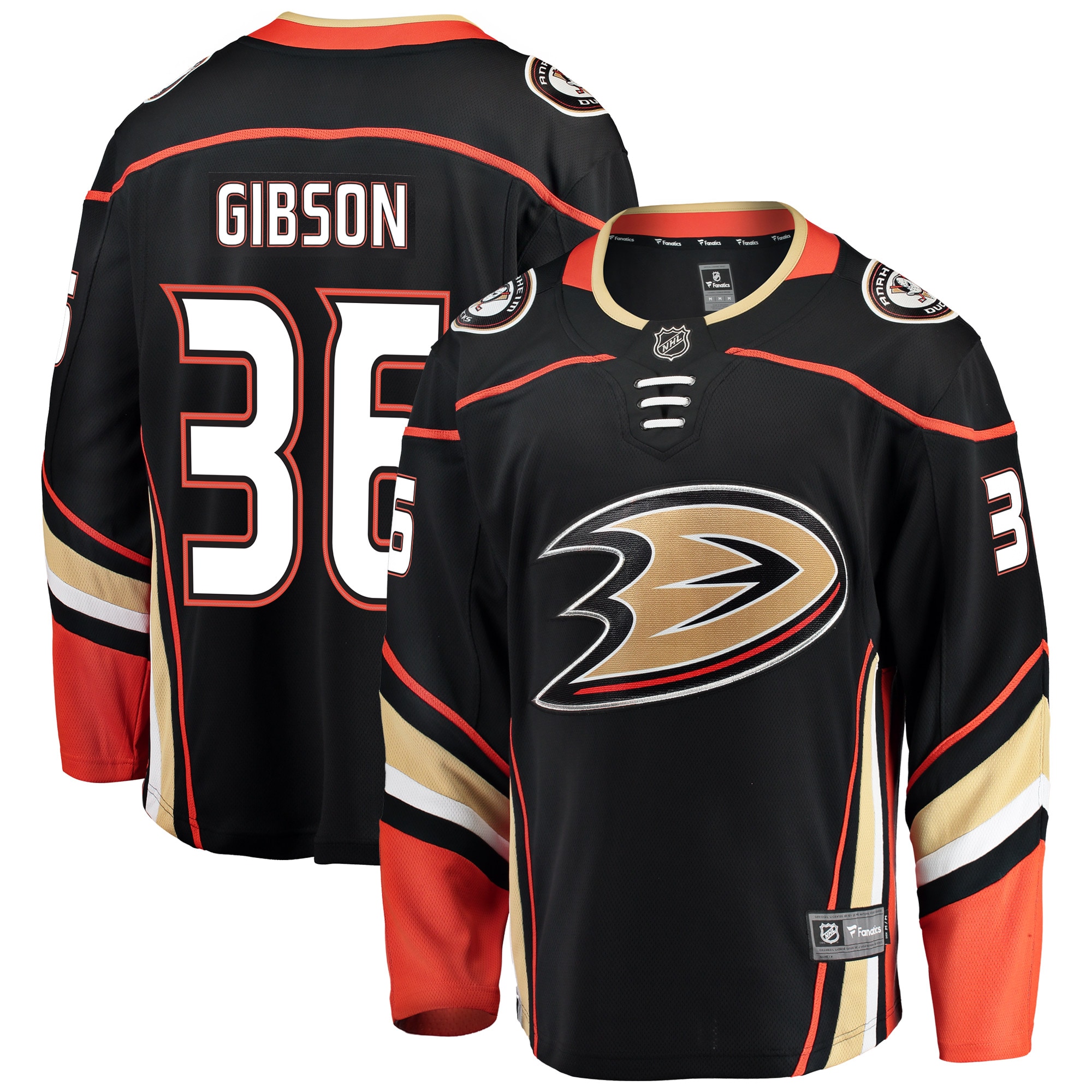 John Gibson Anaheim Ducks Branded Breakaway Player Jersey – Black