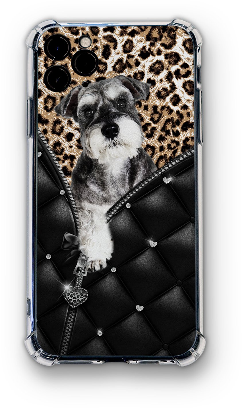 Schnauzer Leopard Zipper Anti-shock Phone Case