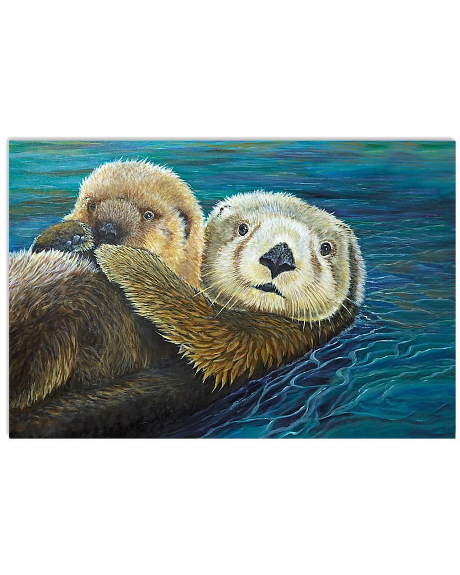 Otter Hug Horizontal Canvas And Poster | Wall Decor Visual Art