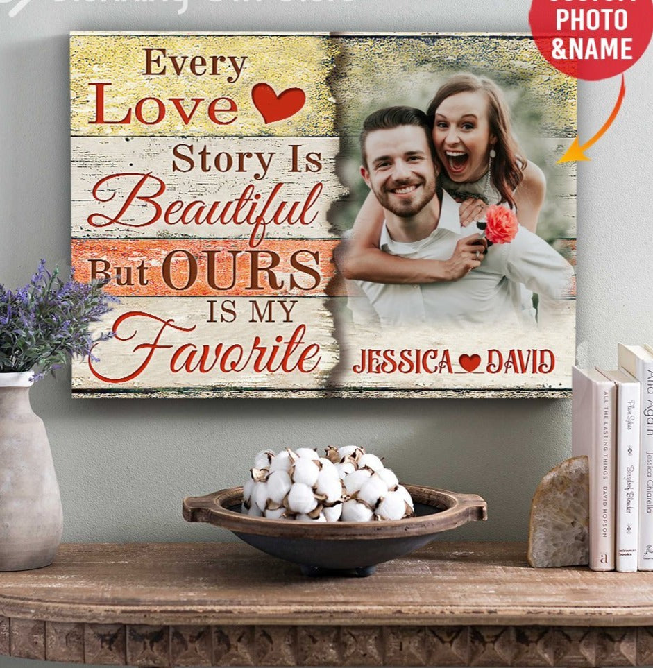 Personalized Photo Upload Name Date Canvas, Poster Gift For Couple Wedding Gifts For Couples Our Is My Favorite