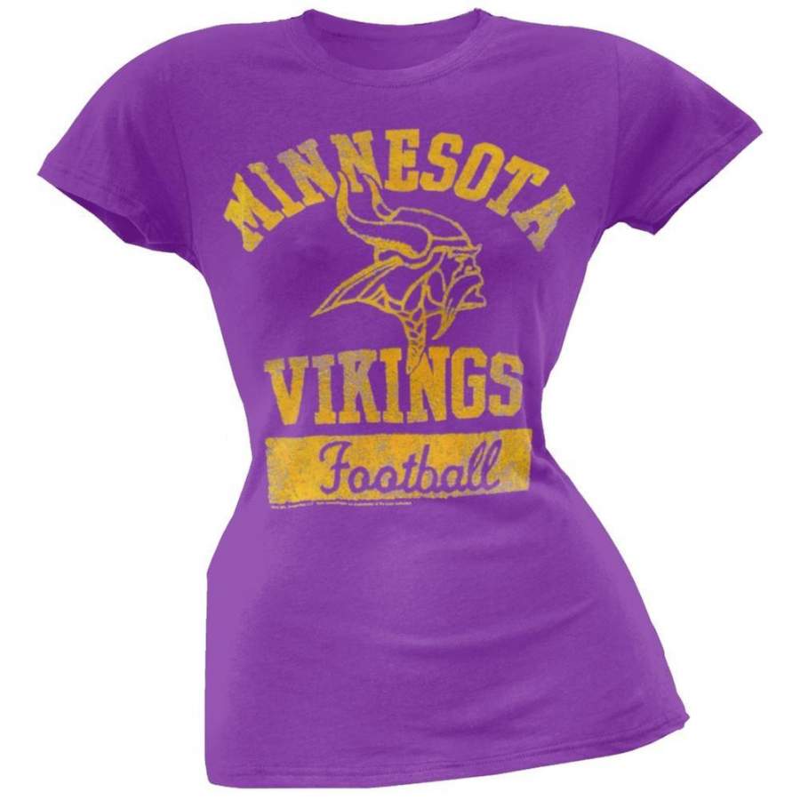 Minnesota Vikings – Vintage Flock Logo Juniors T-Shirt