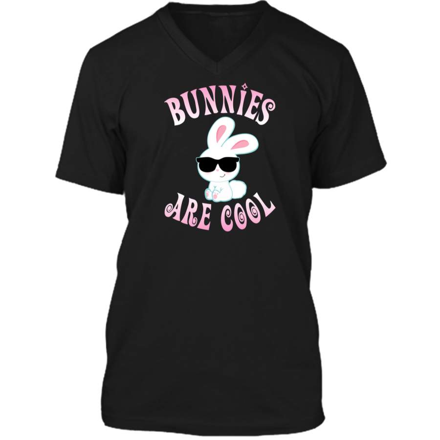 Bunny Shirt Bunnies Are Cool Cute Bunny Tee Girl Easter Gift Mens Printed V-Neck T