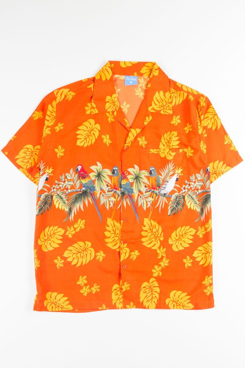 Tropical Parrots Orange Hawaiian Shirt 1