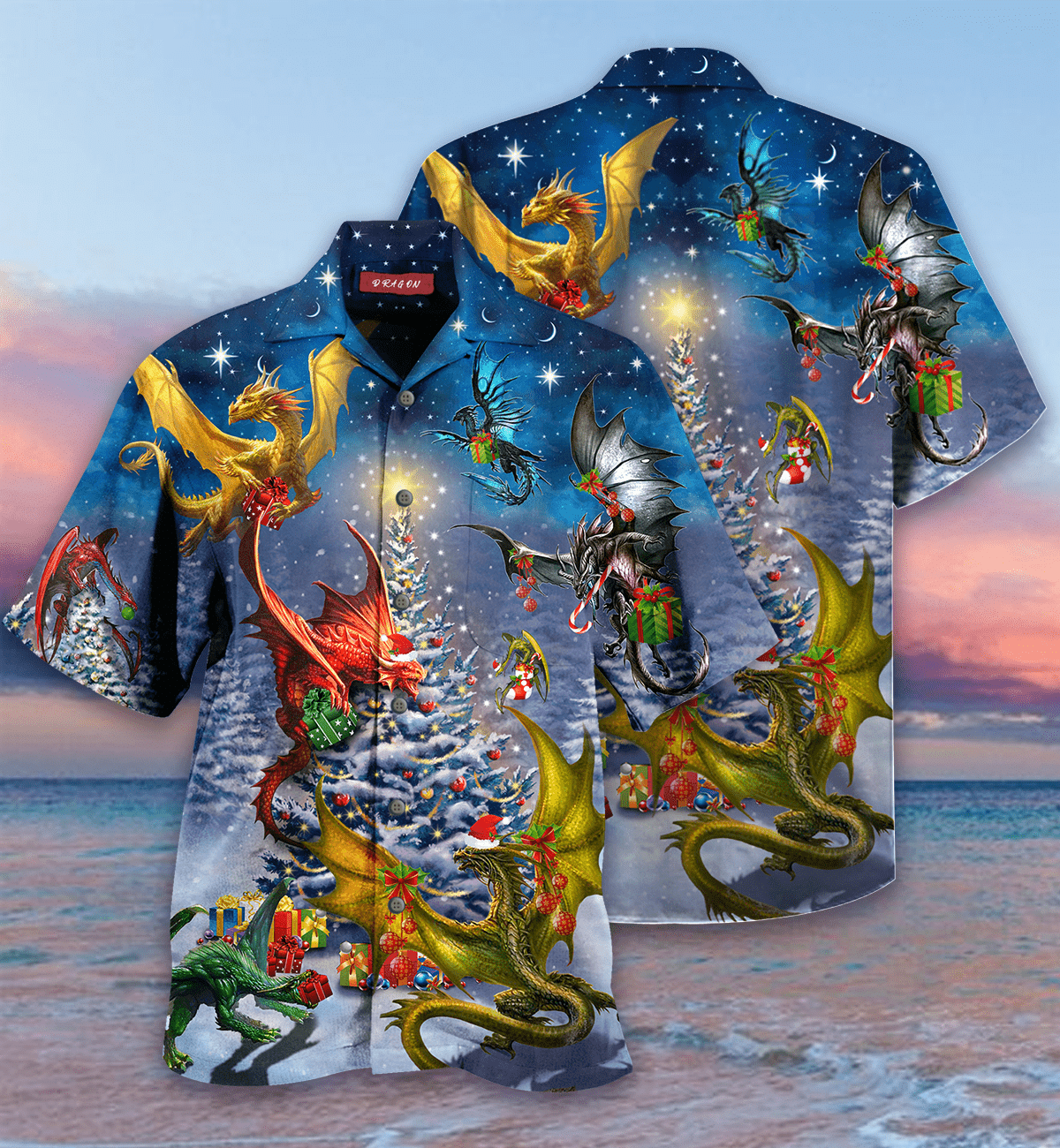 Hawaii Aloha Shirts Christmas Dragon Family Reunion Ha61563