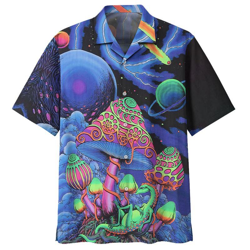 Hippie Magic Mushroom Hawaiian Shirt, Big Hawwaii Shirt, Short ...