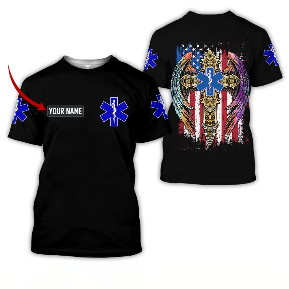 3D All Over Print Cross Wing American Flag Nurse Shirt, Perfect Nurse Apparel, Nurse T-Shirt Cool Gift Idea