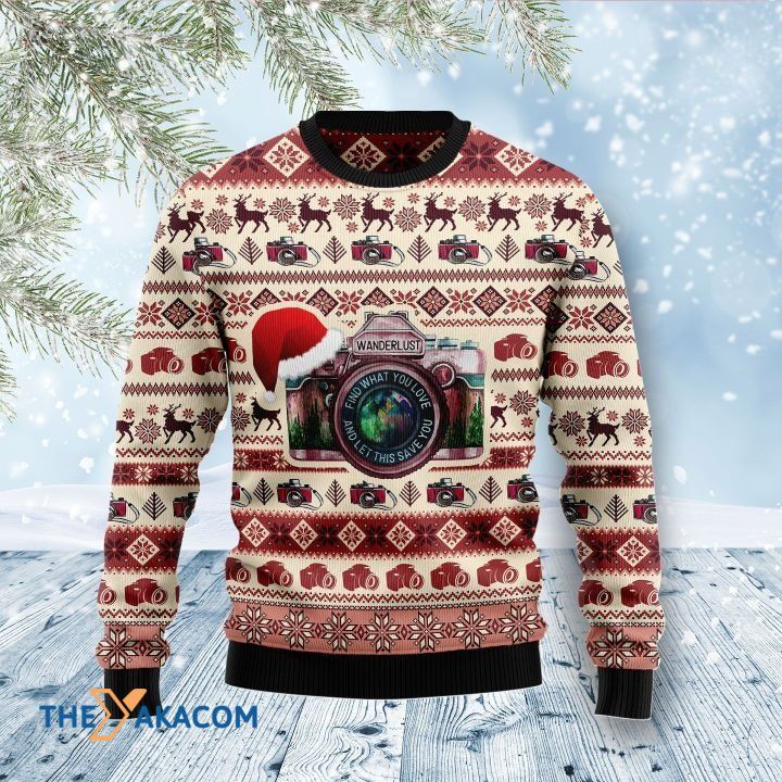 Colorful Camera Find What You Love And Let This Save You Gift For Christmas Ugly Christmas Sweater