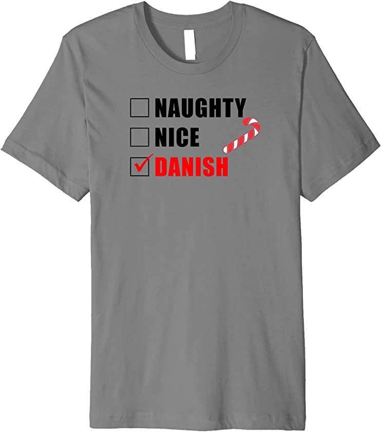 Naughty Nice Danish Candy Cane Christmas Santa List Premium T-Shirt