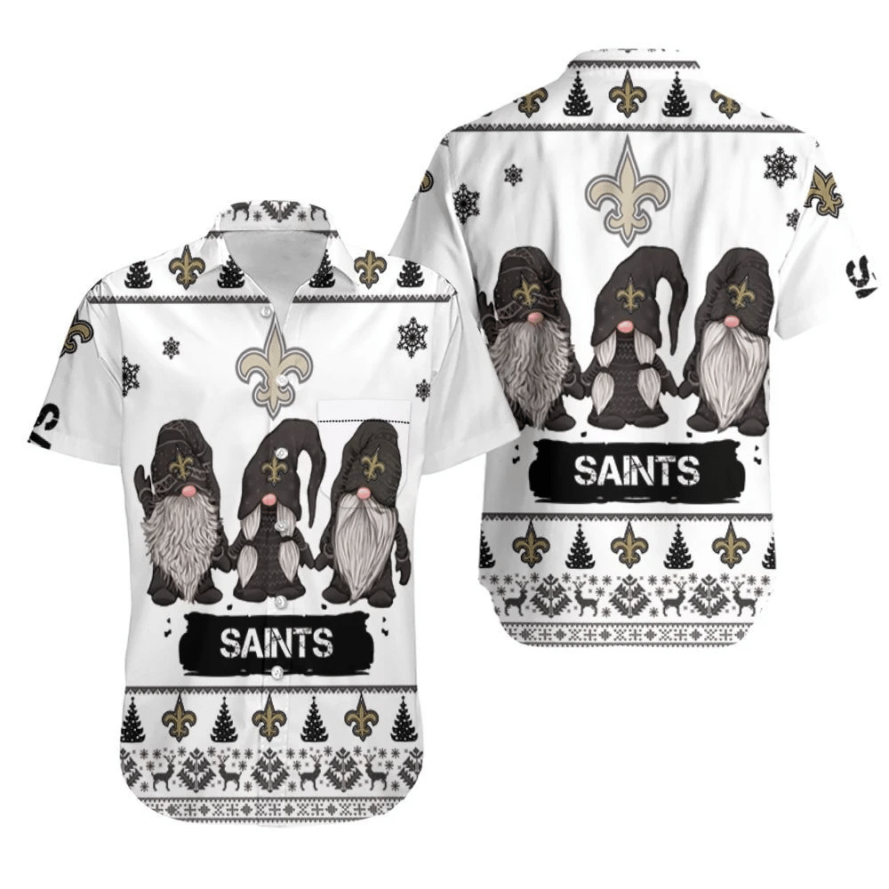 Christmas Gnomes New Orleans Saints Ugly Sweatshirt Christmas 3D Hawaiian Shirt Beach Set