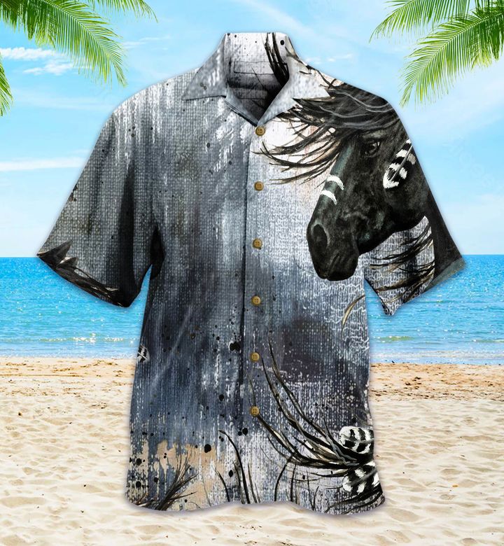 Native Horse Painting Grey Hawaii Shirt Ha68811