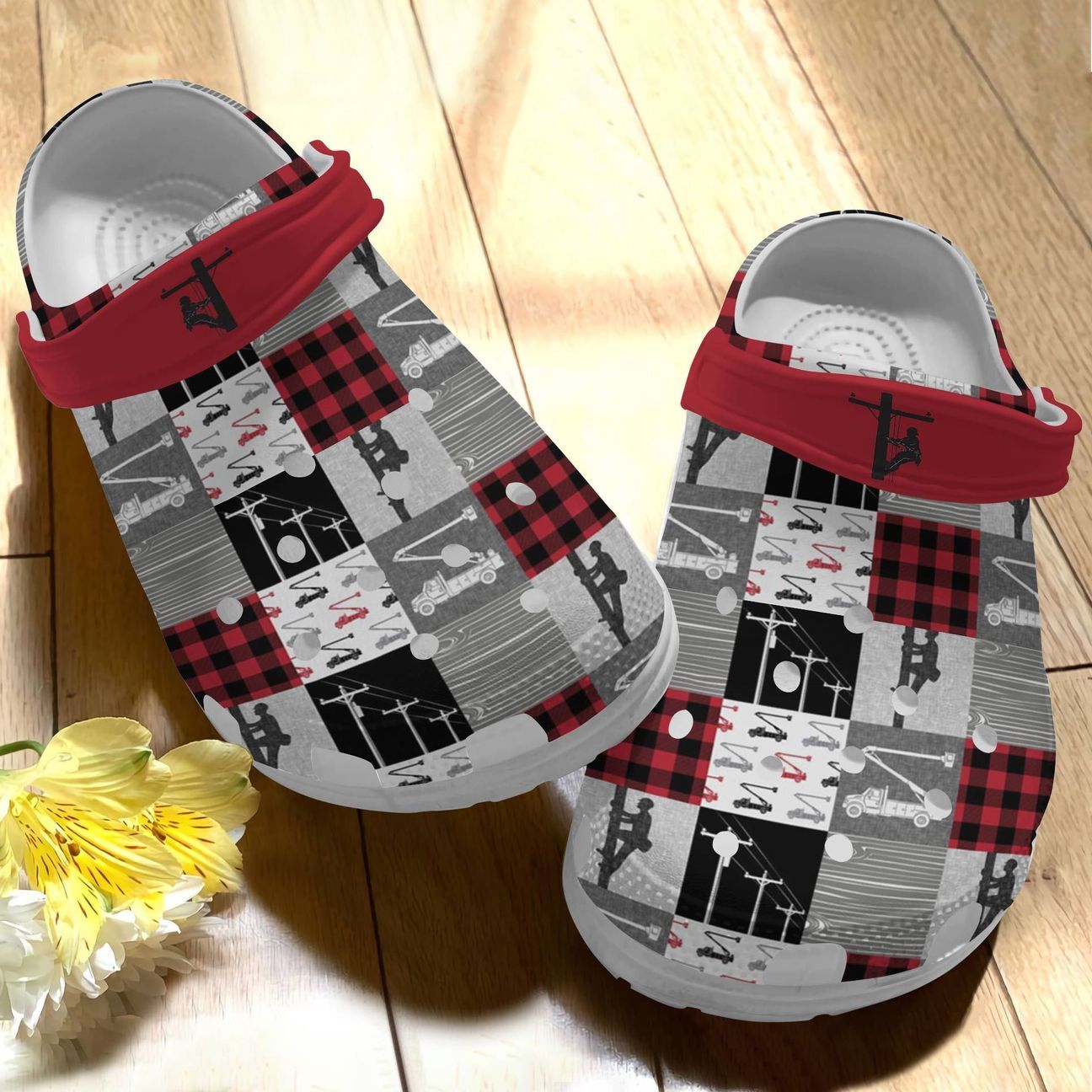 Lineman Personalize Clog, Custom Name, Text, Fashion Style For Women, Men, Kid, Print 3D Whitesole Lineman Life