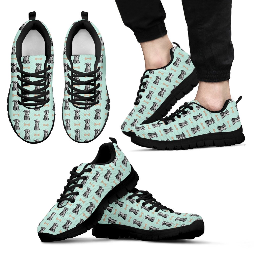 Schnauzer Dog Puppy Print Pattern Black Sneaker Shoes For Men Women