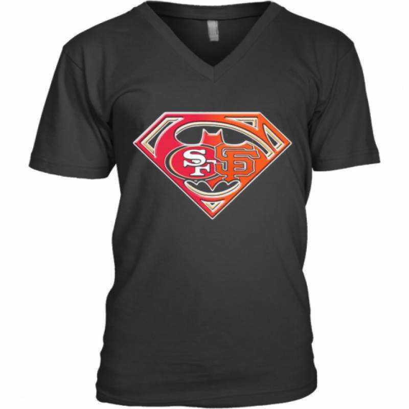 Superman San Francisco 49Ers And San Francisco Giants V-Neck T-Shirt