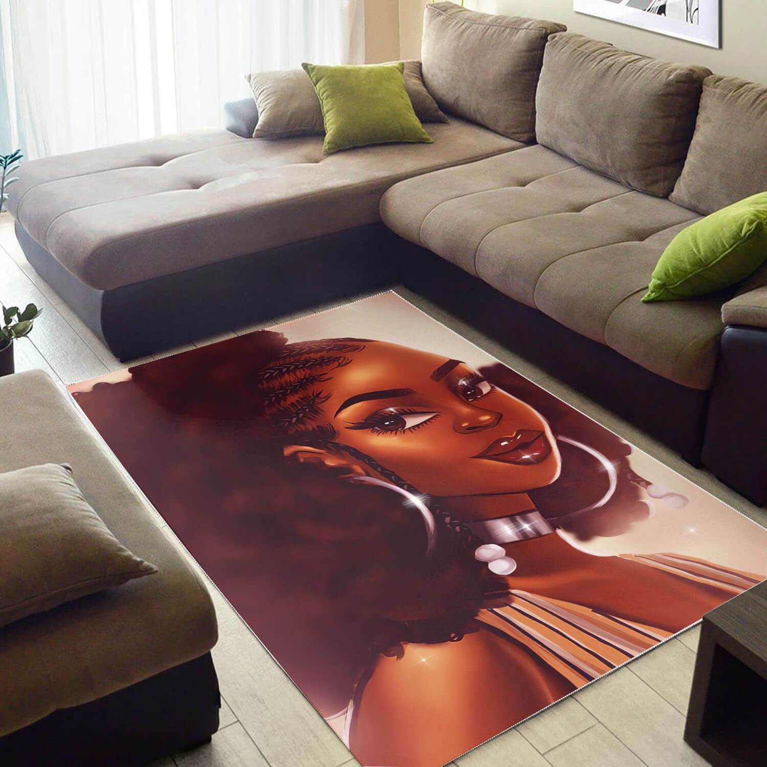 African American Area Rugs Pretty Melanin Black Girl African Carpet Afrocentric Themed Decor WBG11289