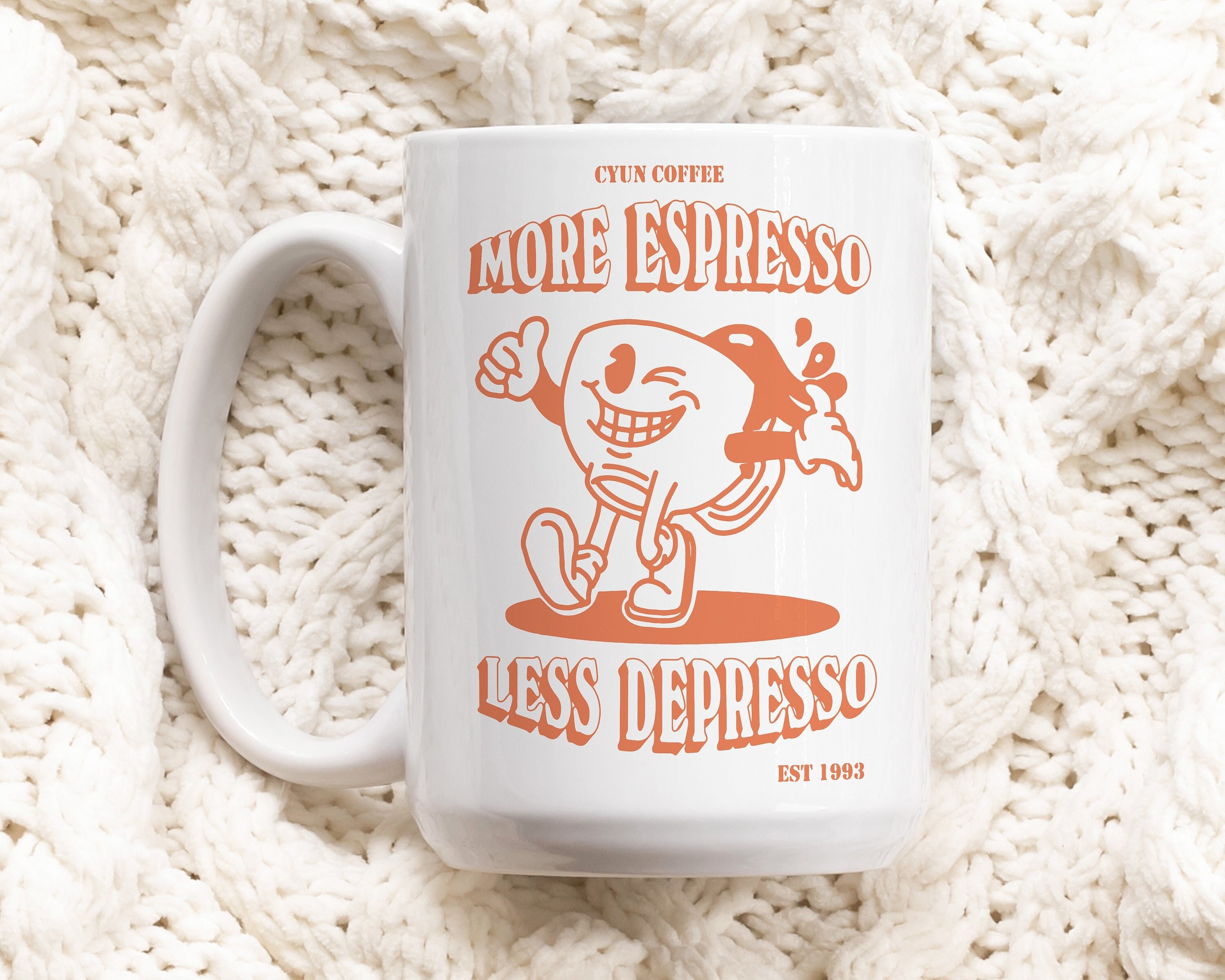 Retro Coffee Mug, More Espresso Mug, Coffee Art Mug, Coffee Lover Gift Idea, Funny Retro Quote, Office Gift Mug, Aesthetic Ceramic Cup