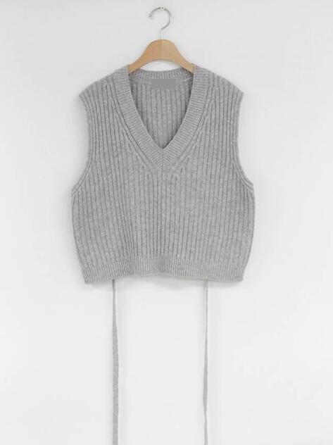 winter knitted top pullover v neck sleeveless design korea Japanese preppy style girls bow tie sweater woolen vest vest 10327 alx