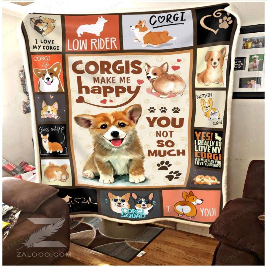 Zl – Fleece blanket – Corgi – Corgis make me happy