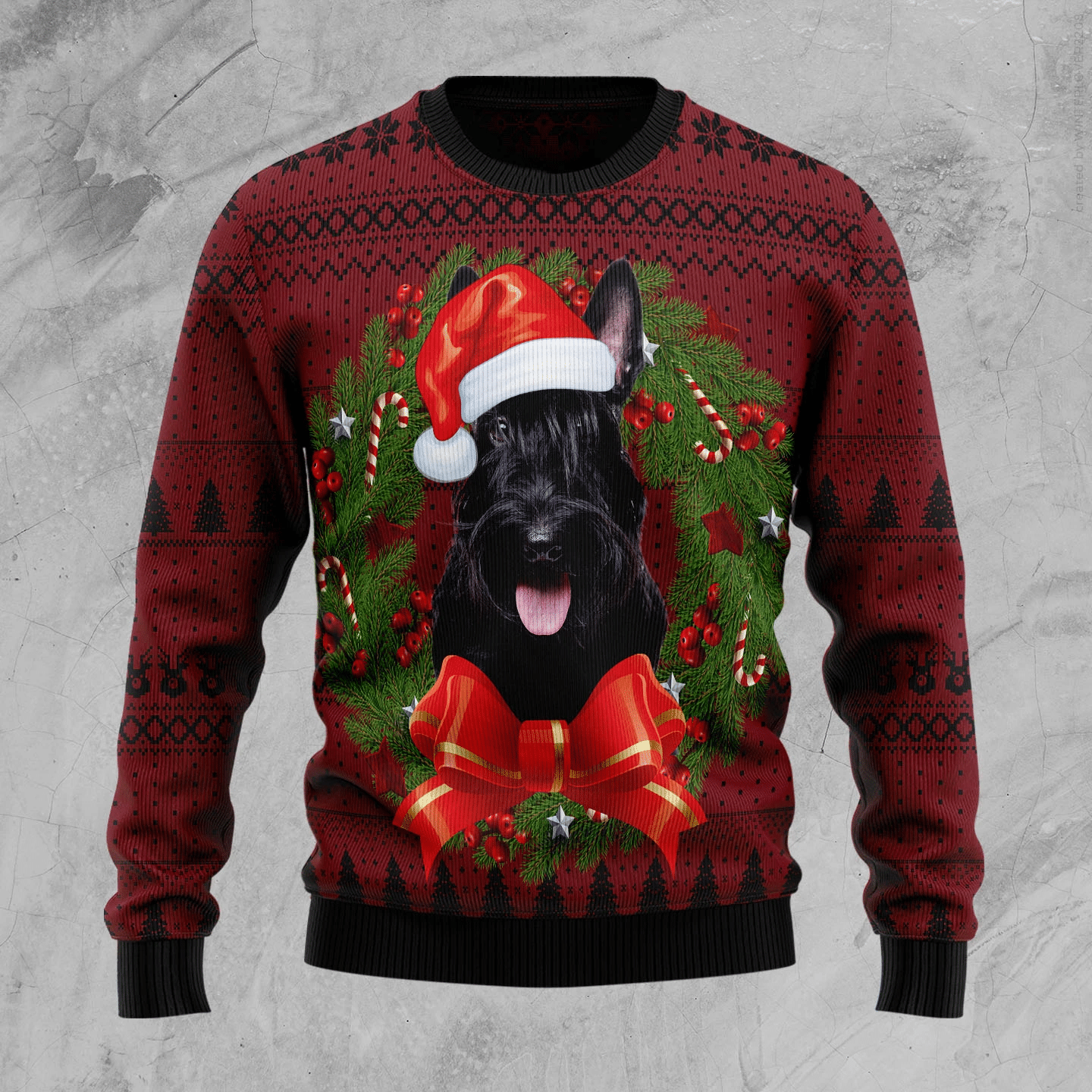 Scottish Terrier Wreath Christmas Ugly Sweater