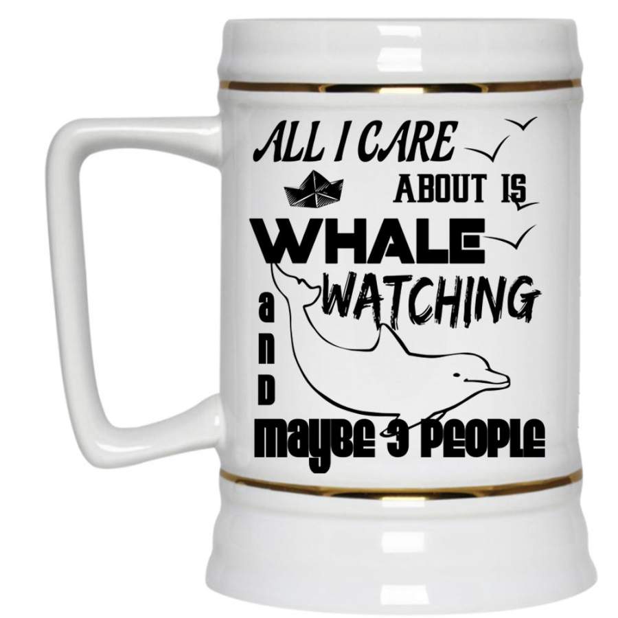 Outdoor Activity Beer Stein 22oz, I Love Whale Watching Beer Mug