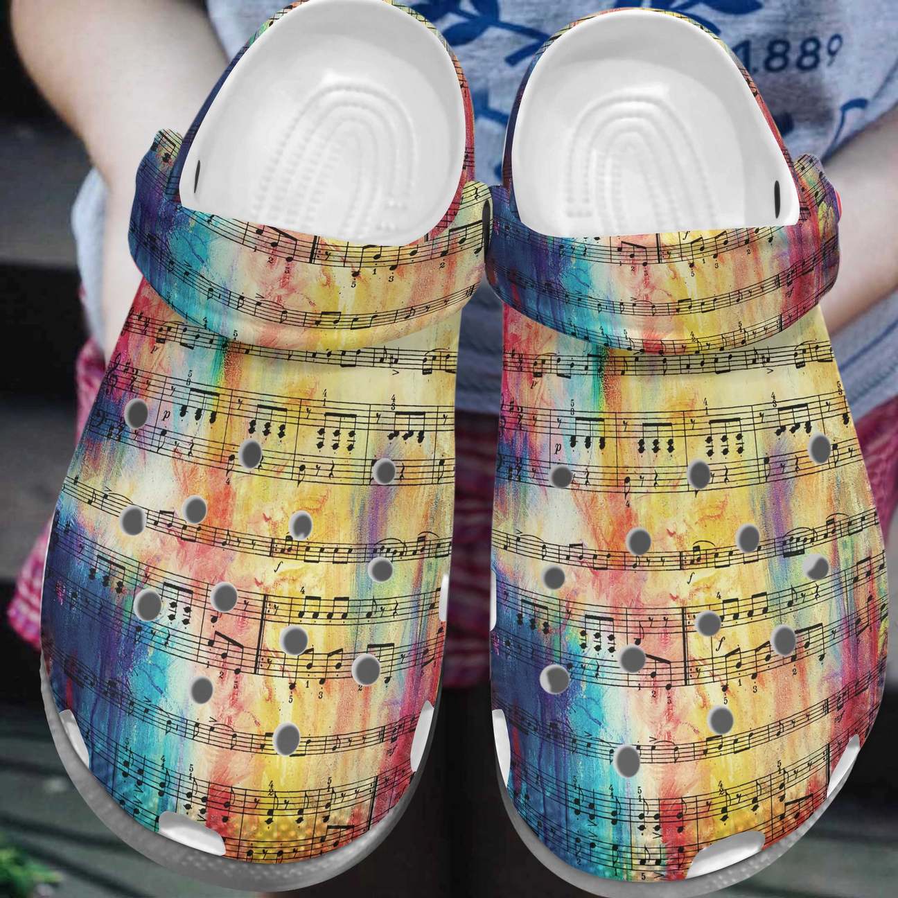 Music Personalized Clog, Custom Name, Text, Color, Number Fashion Style For Women, Men, Kid, Print 3D Colorful Music Note 9