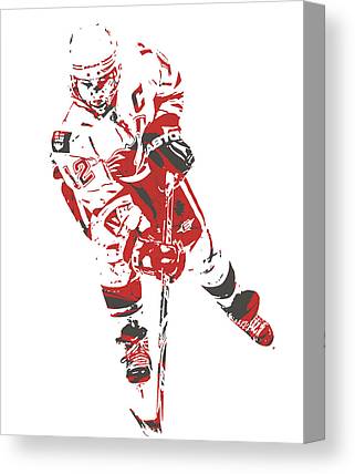 Jarome Iginla Calgary Flames Watercolor Strokes Pixel Art 3 Joe Hamilton Canvas Print