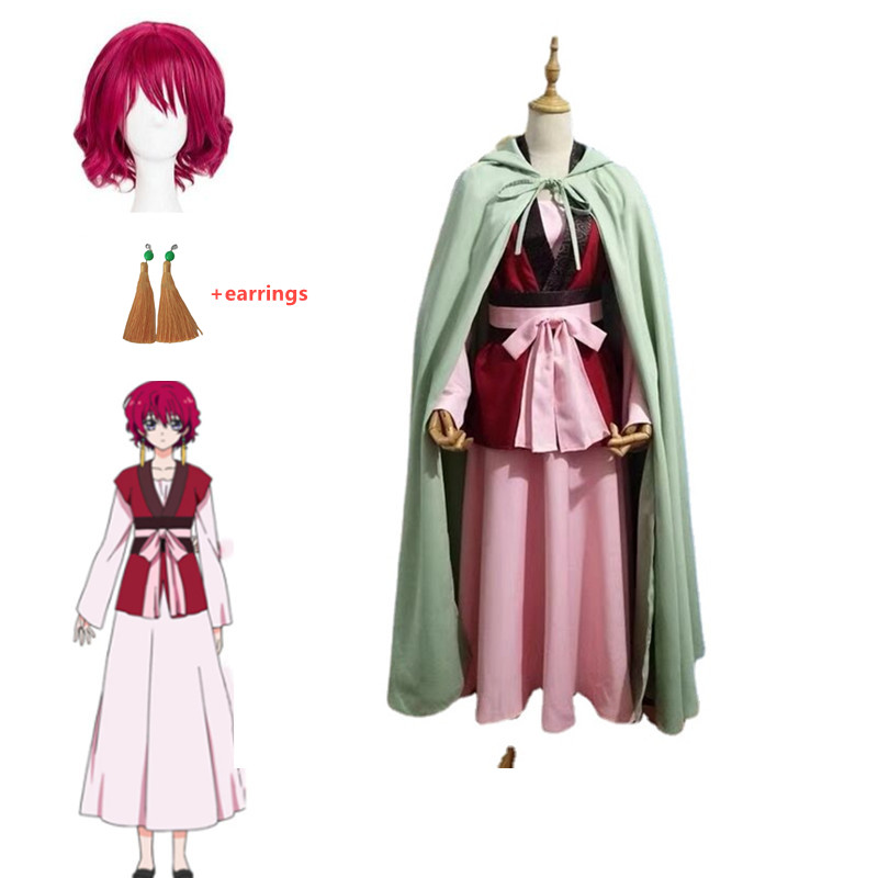 Akatsuki no Yona Princess Cosplay Costume Yona of the Dawn Dress With Cloak Women Halloween Anime Outfits Full Set alx