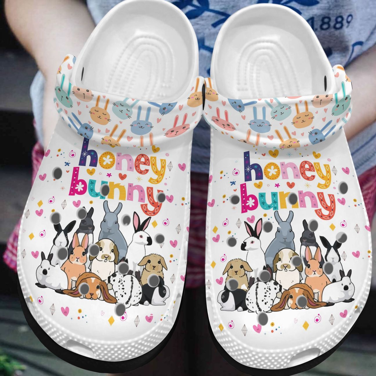 Rabbit Personalized Clog, Custom Name, Text, Color, Number Fashion Style For Women, Men, Kid, Print 3D Honey Bunny