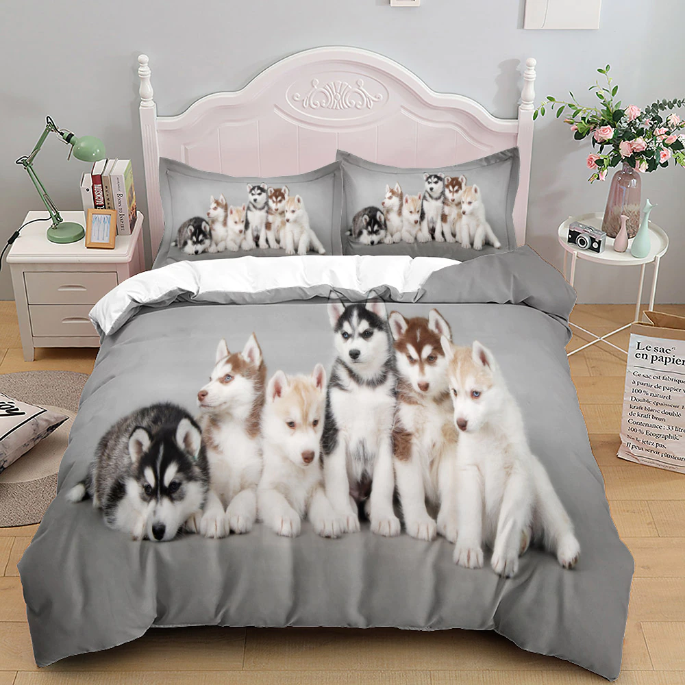 3D Puppy Dogs Children Bedding Set King Queen Double Full Twin Single Size Bed Linen Set Duvet Covers