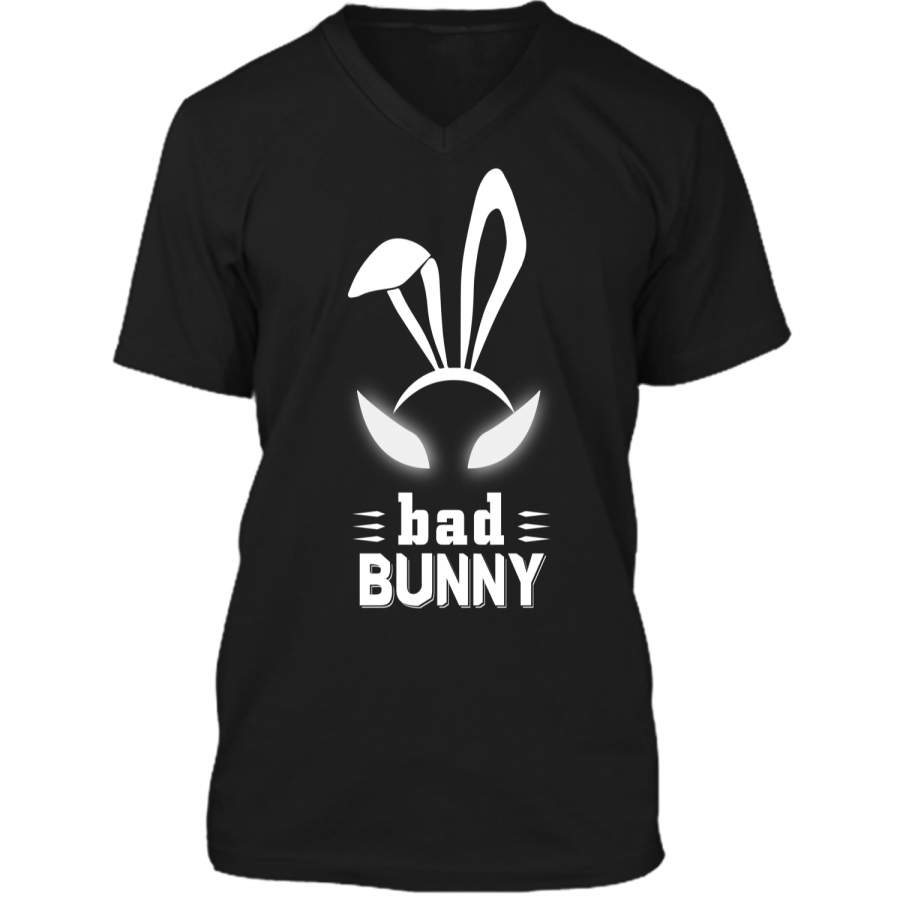 Bad Bunny Custom T Shirt Cute and funny bunny Easter bunny Mens Printed V-Neck T