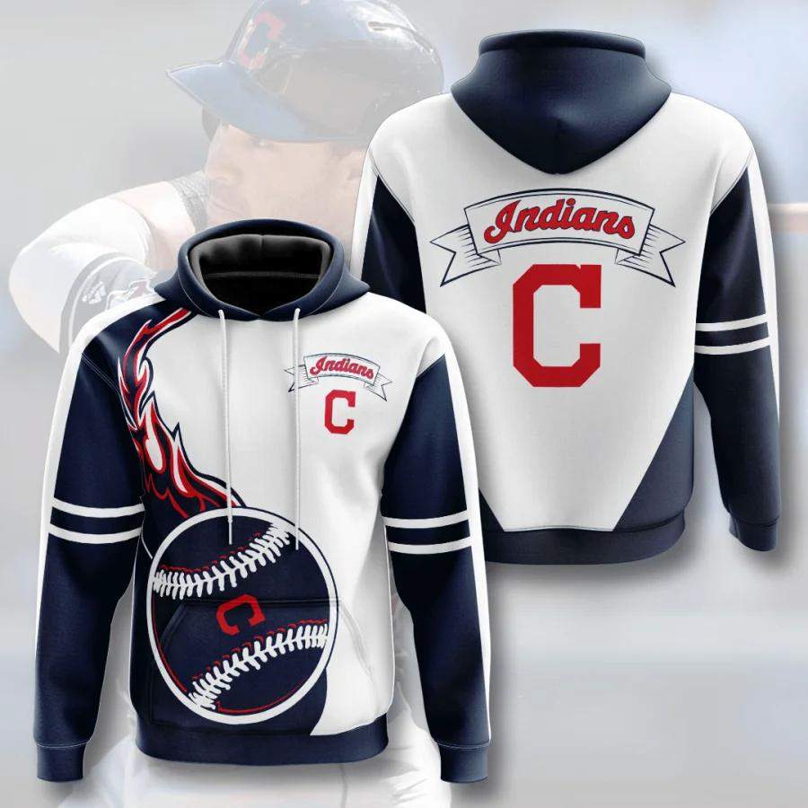 Cleveland Indians Hoodie 3D Fire Ball