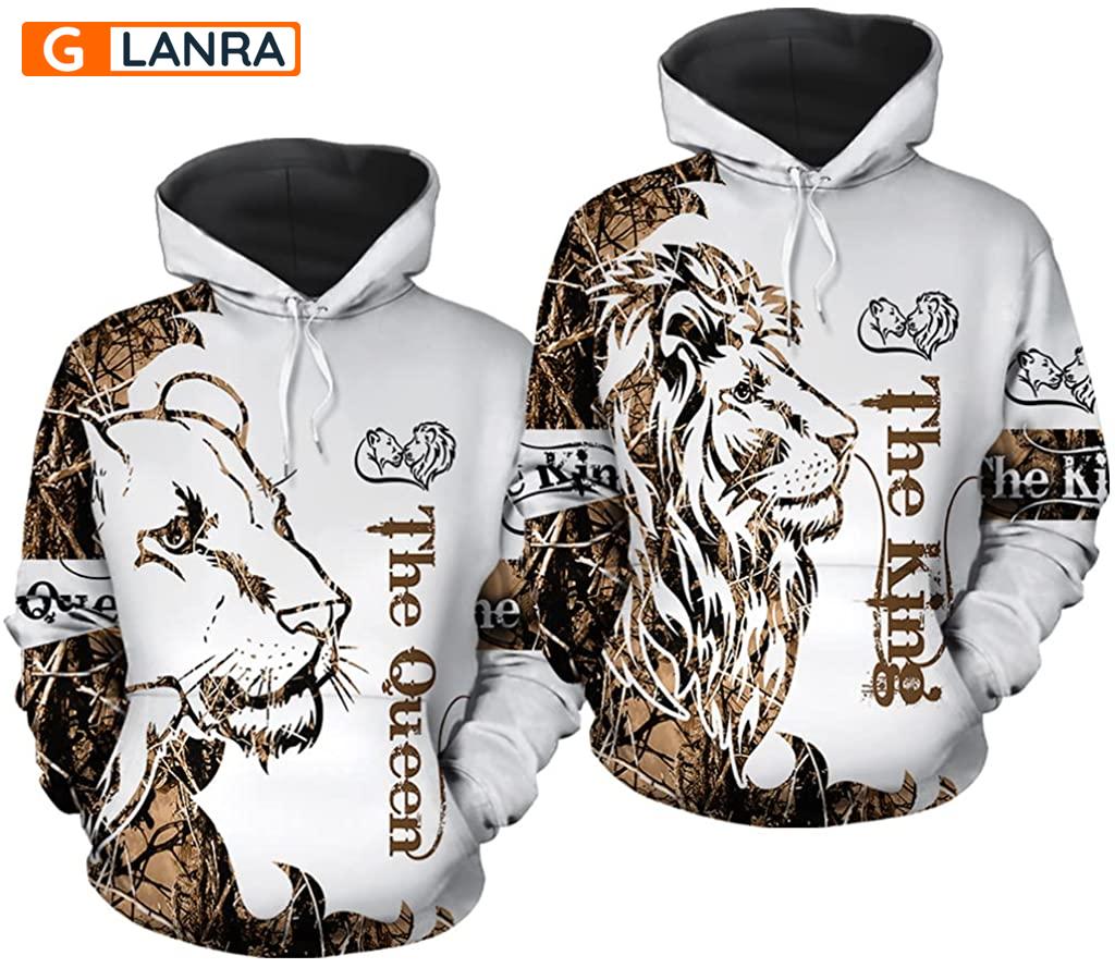 The Queen The King Hoodie, Lion Couple Hoodie, Matching Couple Hoodie, Lion Hoodie, Husband Wife Hoodie, Unisex Sweater, Sweatshirt