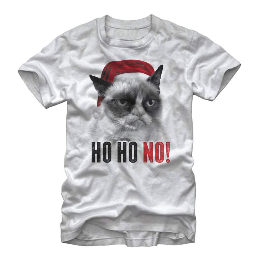 Grumpy Cat Men’s Christmas No Spirit  T Shirt White