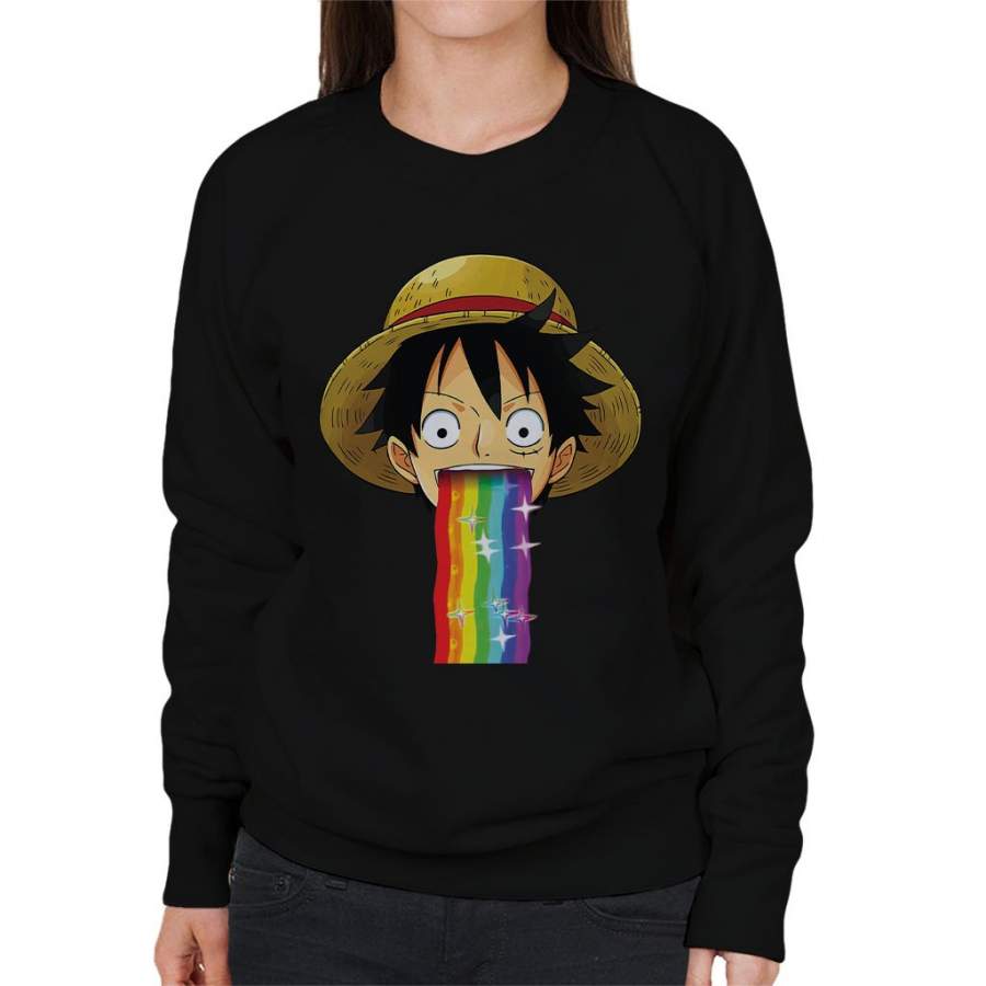 One Piece Monkey D Luffy Puking Rainbow Snapchat Filter Women’s Sweatshirt