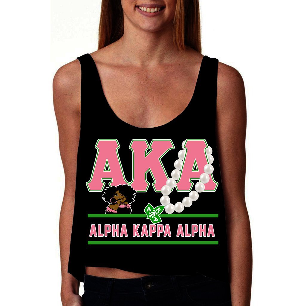 Wonder Print Tank Top – Alpha Kappa Alpha Pearl Luxury Croptop Tank Top