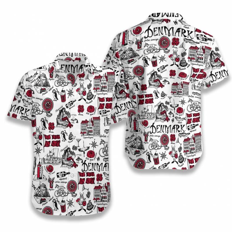 I Love Denmark Doodle Hawaii Shirt Ha55499