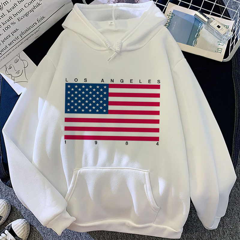 Winter USA Letter Print Women Harajuku Aesthetic 90s Vintage Hoodies Sweatshirt Punk Streetwear Pullover Female Top Casual Coat alx