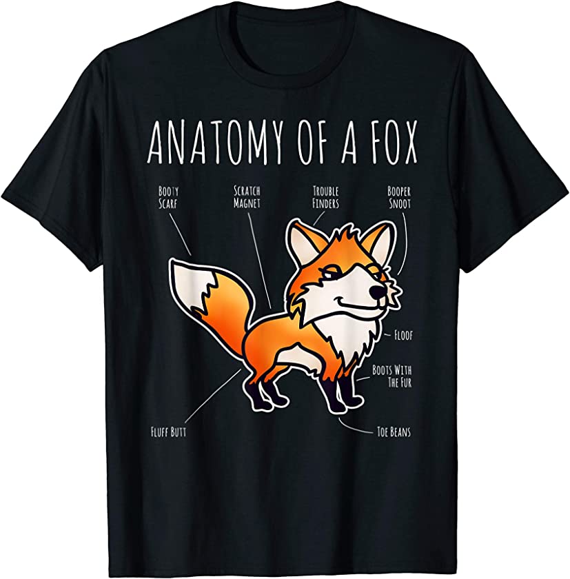 Anatomy Of A Fox Funny Animal Cartoon Veterinary T-Shirt