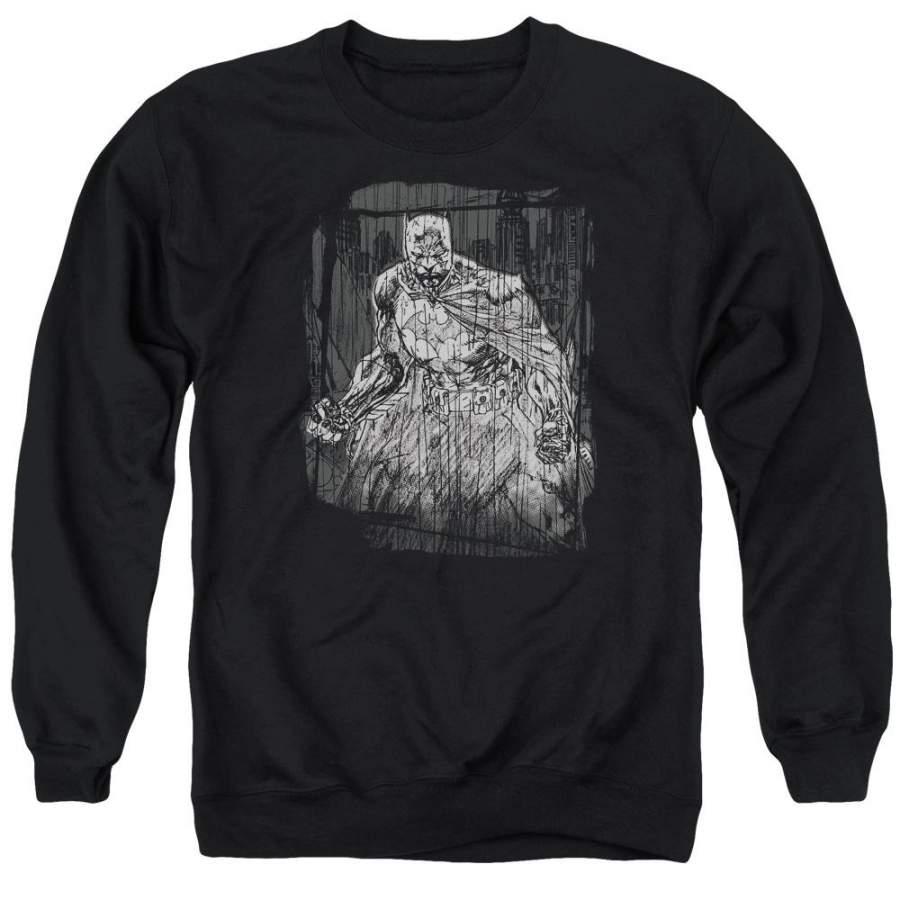 Batman – Pencilled Rain Adult Crewneck Sweatshirt